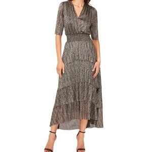Vince Camuto Women's Metallic Print Tiered Midi Dress